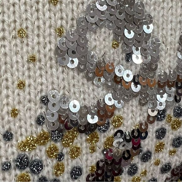 Croft & Barrow Christmas Metallic Sequin Present Shimmer Sweater Medium - Picture 10 of 14